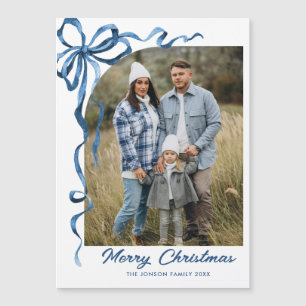 Festivals Blue Christmas Bow Foto Magnetic Card Magnetkarte