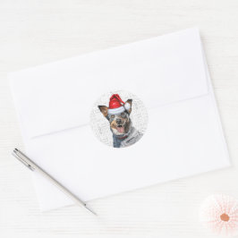Festivals Blue Heeler Dog Woof Word Art Weihnachte Runder Aufkleber