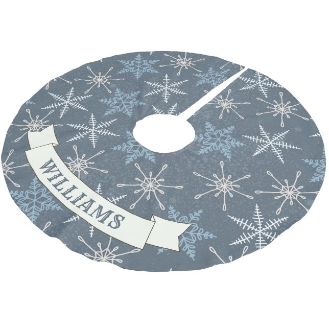 Festivals Blue Snowflake Weihnachtsfamilie Polyester Weihnachtsbaumdecke (Schrägansicht)