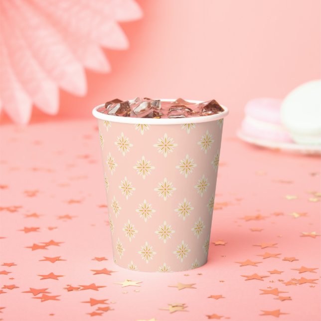 Festivals Blush Pink und Gold Diamond Paper Cup Pappbecher (Insitu)
