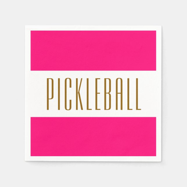 Festivals Bright Pink White Stripes PICKLEBALL Tex Serviette (Vorderseite)