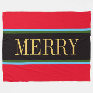 Festivals Bright Red Black Green Blue MERRY Streif Fleecedecke