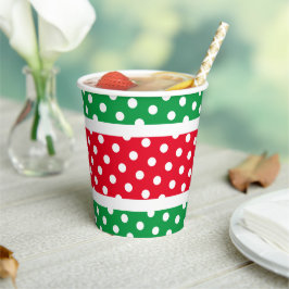 Festivals Bright Red Green Polka Dots Streifen Pappbecher
