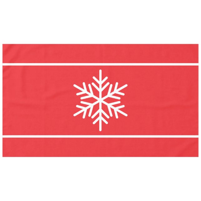 Festivals Bright Red Nordic White Snowflake Streif Tischdecke (Vorderseite (Horizontal))