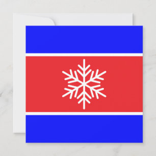 Festivals Bright Red White Stripes Snowflake Feiertagskarte
