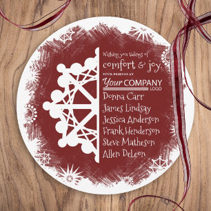Festivals Burgund Round Business Holiday Card Feiertagskarte