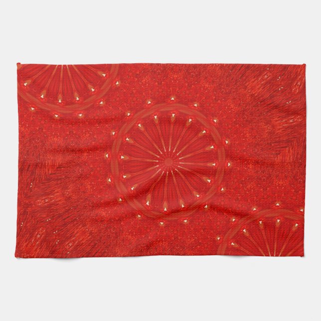 Festivals Chic Bright Red Kaleidoskop Design Handtuch (Horizontal)