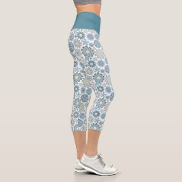 Festivals Chic Floral Mandala Schneeflocken Muster Capri Leggings
