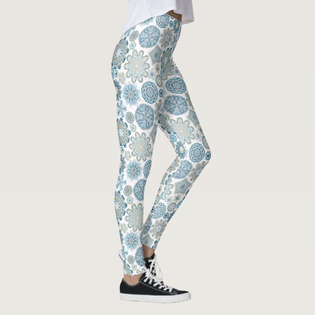 Festivals Chic Floral Mandala Schneeflocken Muster Leggings (Rechts)