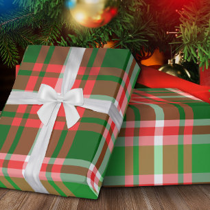 Festivals Classic Red Green White Christmas Karier Geschenkpapier