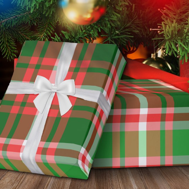 Festivals Classic Red Green White Christmas Karier Geschenkpapier (Von Creator hochgeladen)
