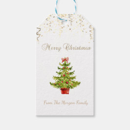 Festivals Confetti, Weihnachtsbaum der Wasserfarbe Geschenkanhänger