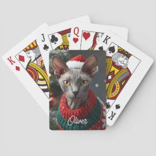Festivals Cornish Rex Cat Weihnachten Personalisie Spielkarten