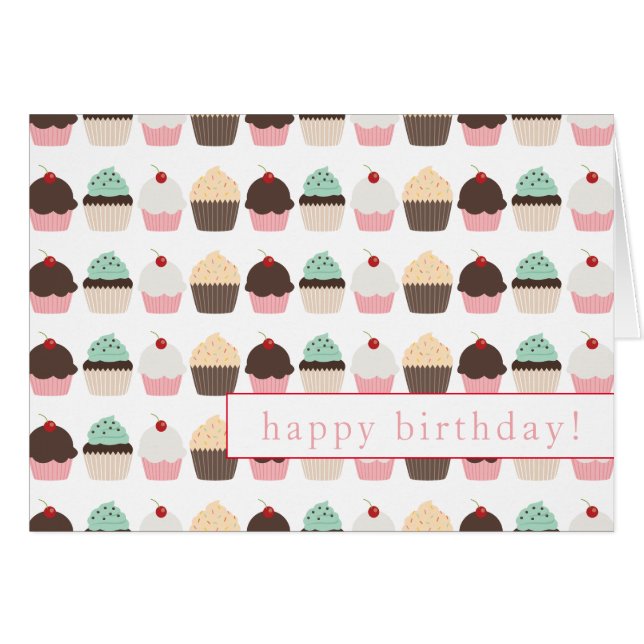 Festivals Cupcake Happy Birthday Card (Vorderseite (Horizontal))