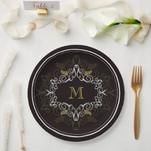 Festivals Deko Frame Monogram Classy Holiday Pappteller