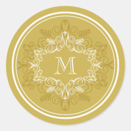 Festivals Deko Frame Monogram Classy Holiday Runder Aufkleber