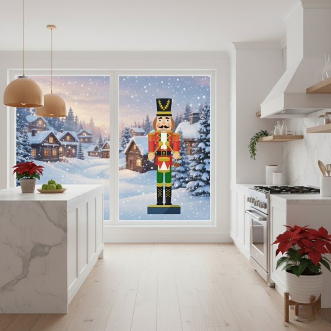Festivals Drummer Nutcracker Fensteraufkleber (Festive Drummer Nutcracker Window Cling)