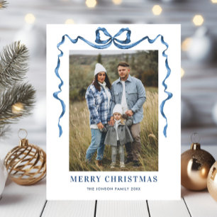 Festivals Dusty Blue Christmas Bow Ribbon 2 Foto Postkarte