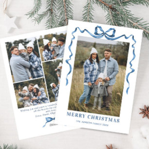 Festivals Dusty Blue Christmas Bow Ribbon 5 Foto Feiertagskarte