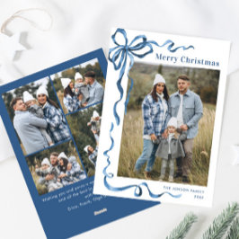 Festivals Dusty Blue Christmas Bow Ribbon 5 Foto Feiertagskarte