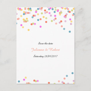 Festivals Farben Confetti Save the Date Postkarte