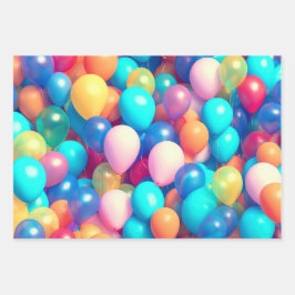 Festivals farbenfroher Ballon Themenabend Party Geschenkpapier Set