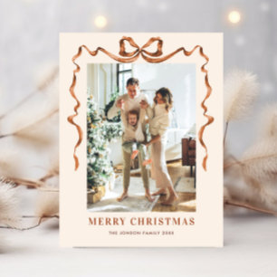 Festivals Frohe Weihnachten Boho Bow Ribbon 2 Foto Postkarte
