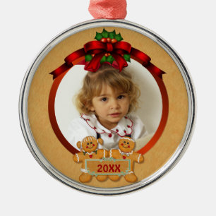 Festivals Gingerbread Boy and Girl Silbernes Ornament