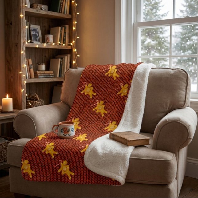 Festivals Gingerbrei Mann & Strick Muster Weihnach Sherpadecke (Von Creator hochgeladen)
