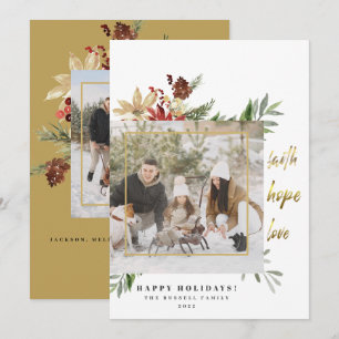 Festivals Gold Faith Hope Liebe Zwei Fotos Weihnac Feiertagskarte