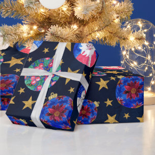 Festivals Gold Glitzer Stars Ornamente Traumhaft Geschenkpapier