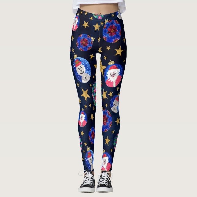 Festivals Gold Glitzer Stars Ornamente Traumhaft Leggings (Vorderseite)