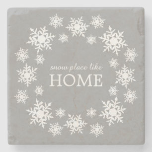 Festivals Grau Snowflake Wreath Zuhause Stone Unte Steinuntersetzer