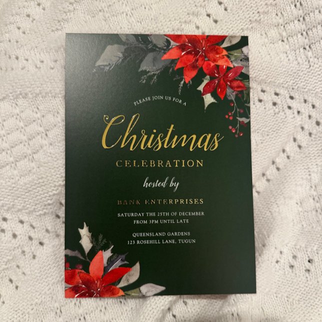 Festivals Green Corporate Weihnachts Party Gold Folieneinladung (Von Creator hochgeladen)