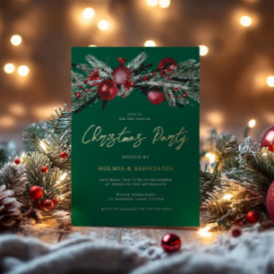 Festivals Green Corporate Weihnachts Party Gold Folieneinladung