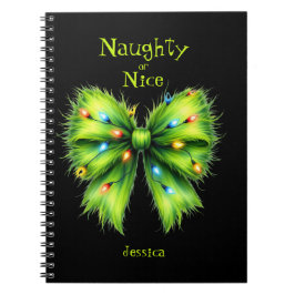 Festivals Green Fur Bow-Lights Naughty oder Nice N Notizblock