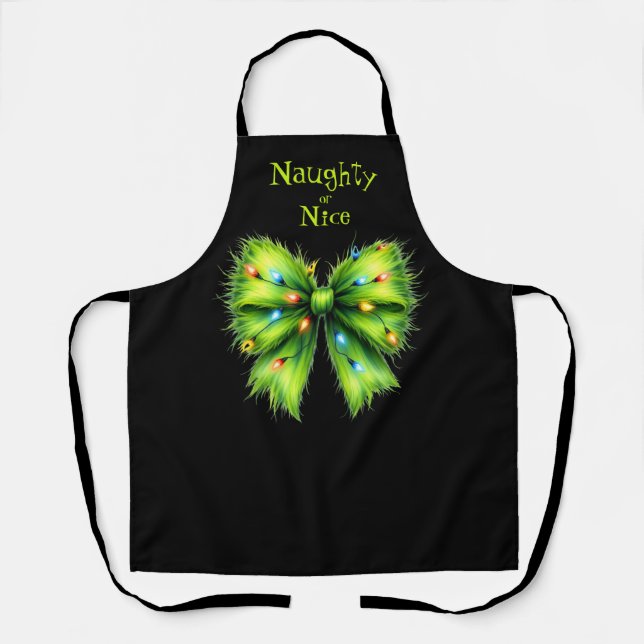 Festivals Green Fur Bow-Lights Naughty oder Nice N Schürze (Vorderseite)
