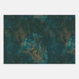 Festivals Green Gold Set von 3 Geschenkpapier Set