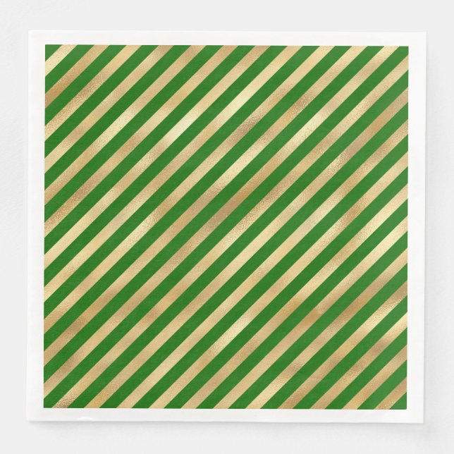 Festivals Green und Gold Diagonal Stripes Napkins Serviette (Vorderseite)