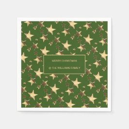 Festivals Grün und Gold Weihnachtsstars Name hinzu Serviette