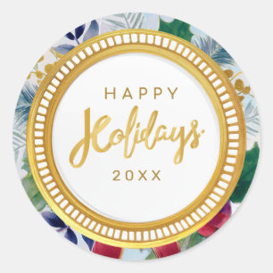 Festivals Happy Holiday Botanical Runder Aufkleber