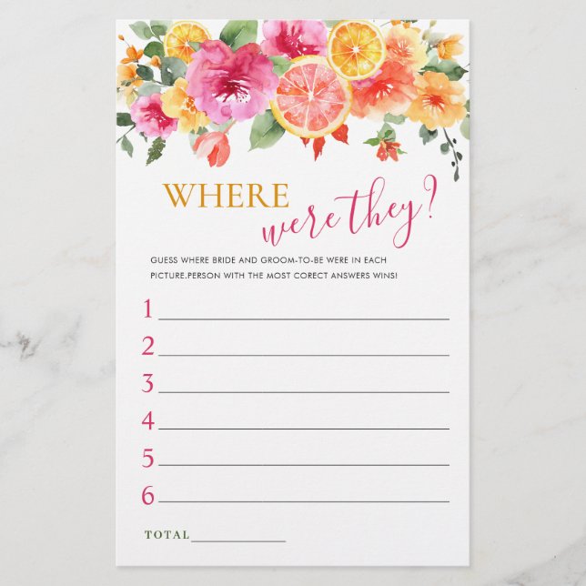 Festivals Helle Blume Citrus Brautparty Game (Vorderseite)