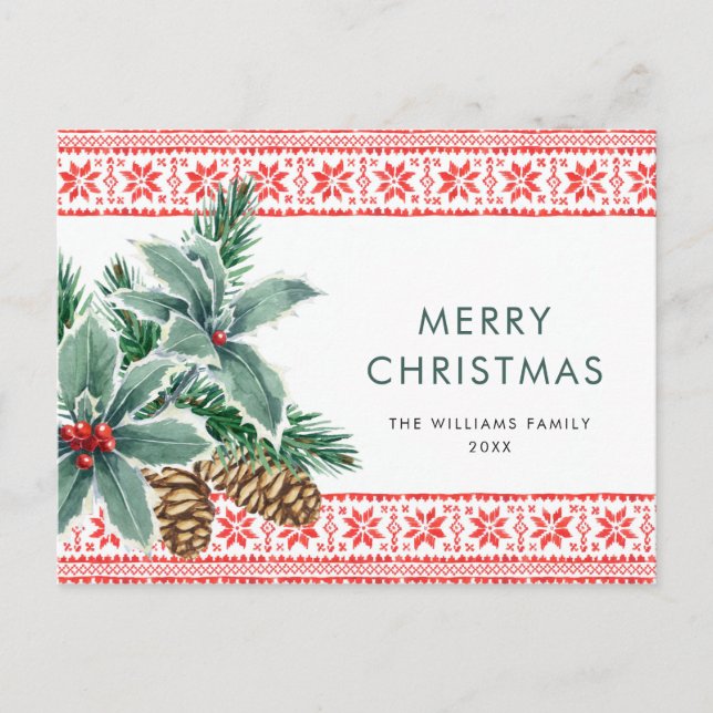 Festivals Holly Berry Weihnachtsgrüße Postkarte (Vorderseite)