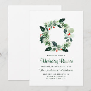Festivals Holly Berry Wreath Weihnachtsfeiertag Pa Einladung