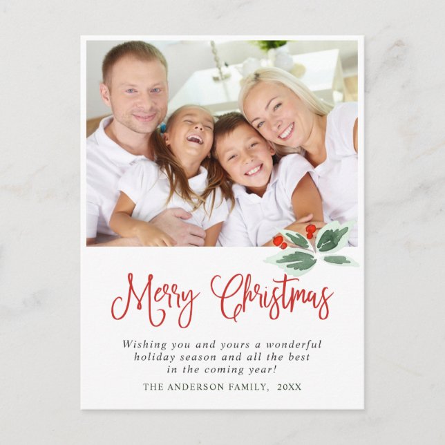 Festivals Holly Wreath Weihnachten Gruß Urlaub Po Postkarte (Vorderseite)