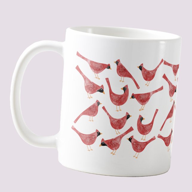 Festivals Kardinal Bird Watercolor Kaffeetasse (Festive Cardinal bird red and white watercolor art coffee mug for Christmas and the winter Holidays)