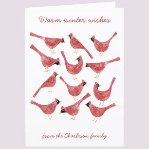 Festivals Kardinal Bird Watercolor Personalisiert Feiertagskarte