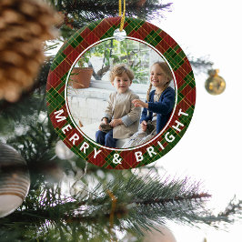 Festivals Kariert Merry & Bright Foto Keepake Keramik Ornament
