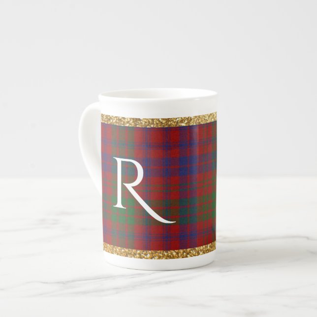 Festivals Karierte Mit Monogramm China Tasse (Vorderseite Links)