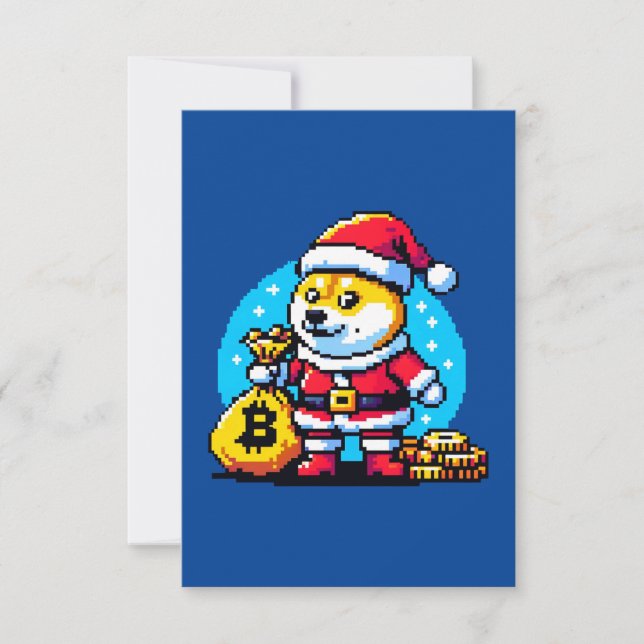 Festivals Krypto Dog - Pixel Art Christmas Design Karte (Vorderseite)
